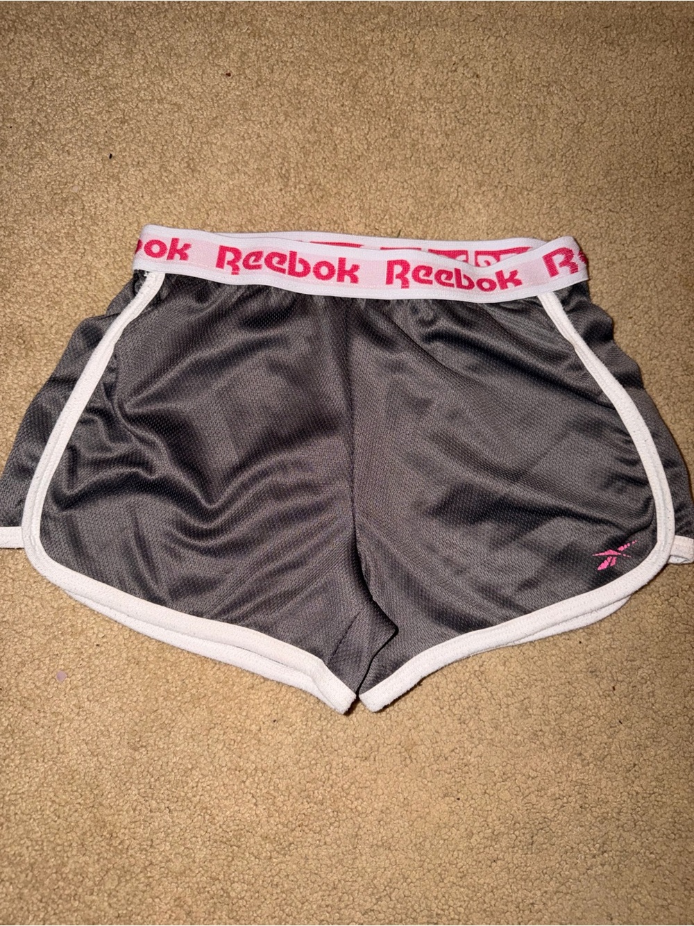 Reebok girls 12  Gray Athletic Shorts with Pink Trim